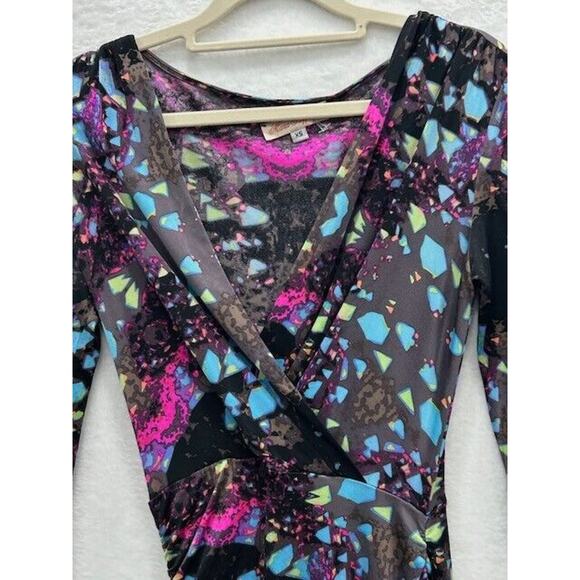 Mara Hoffman Womens Faux Wrap Dress Geometric Print Ruched Side Black Size XS - Picture 5 of 11